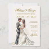 Boho beige with bride Wedding Kaart (Voorkant)