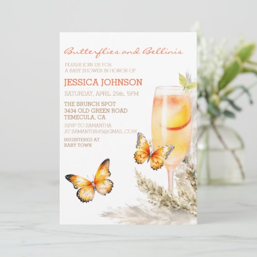 Boho Bellini & Vlinders Baby shower Kaart (Staand voorkant)