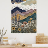 Boho Berg Lupine Bloemenweide Poster (Keuken)