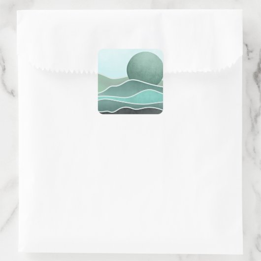 Boho berg vierkante sticker (Tas)