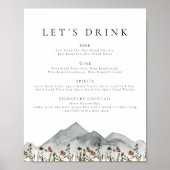 Boho Berg Wilde Bloem Drinken Bar Menu Poster (Voorkant)