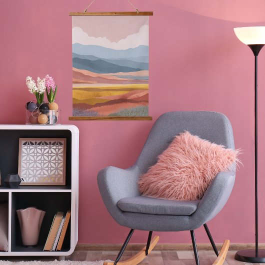 Boho Bergen Landschap Retro Kleurrijk Modern Hangend Wandkleed