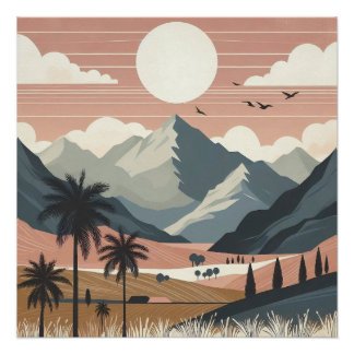 Boho berglandschap muurkunst perfect poster