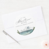 Boho Bergmeer Avontuur Bruidsdouche Ronde Sticker (Envelop)