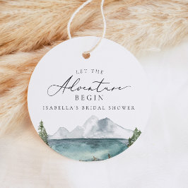 Boho Bergmeer Avontuur Bruidsuitnodiging Bedankjes Labels