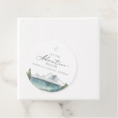 Boho Bergmeer Avontuur Bruidsuitnodiging Bedankjes Labels (In situ)