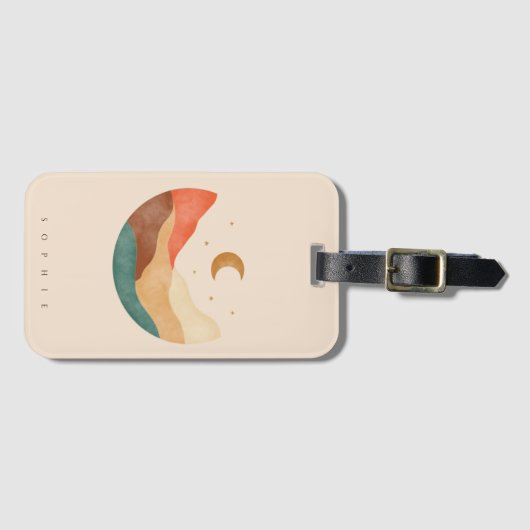 Boho-bergontwerp met monogram-Bagagelabel Bagagelabel (Voorkant (horizontaal))