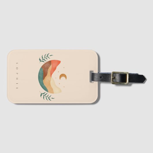 Boho-bergontwerp met monogram-bagagelabel bagagelabel (Voorkant (horizontaal))