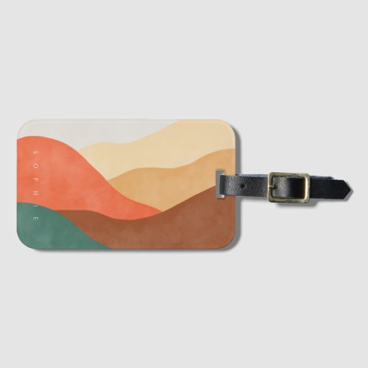 Boho-bergontwerp met monogram-bagagelabel bagagelabel (Voorkant (horizontaal))