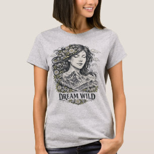 Boho Bergvrouw & Wilde Bloem Vintage Natuur T-shirt