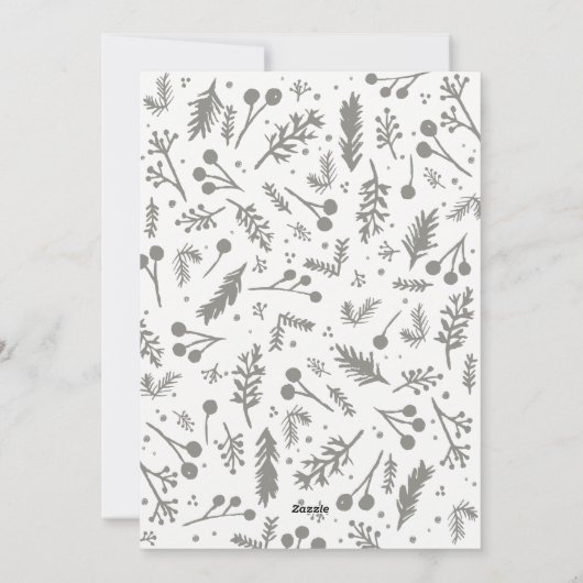 Boho Berries Ovale Kerst Foto Kaart Taupe (Achterkant)