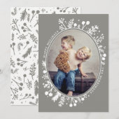 Boho Berries Ovale Kerst Fotokaart Taupe Feestdagenkaart (Voorkant / Achterkant)