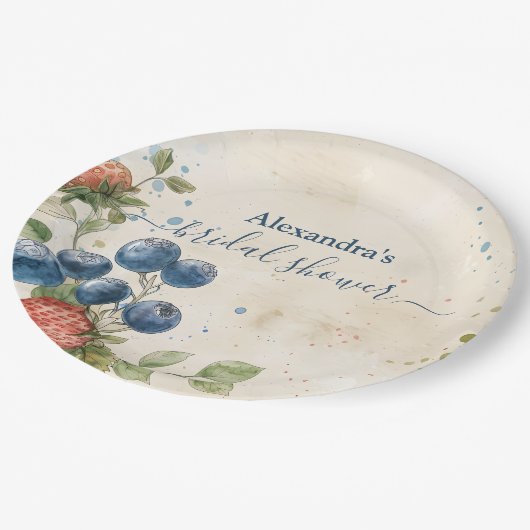 Boho Berry Sweet Strawberry Vrijgezellenfeest Papieren Bordje (Gekanteld)