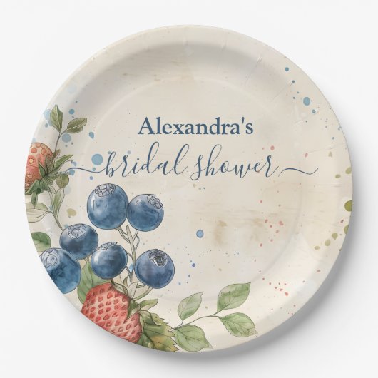 Boho Berry Sweet Strawberry Vrijgezellenfeest Papieren Bordje (Voorkant)