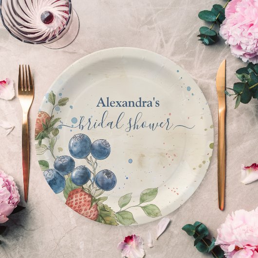 Boho Berry Sweet Strawberry Vrijgezellenfeest Papieren Bordje