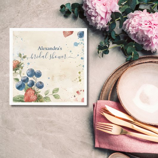 Boho-bessen zoete aardbei bruidsdouche servet