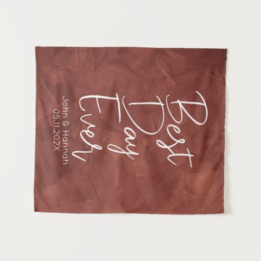 Boho Best Day Ever Achtergrond Bruiloft Wandkleed (Voorkant (horizontaal))