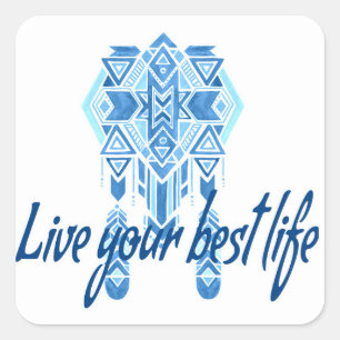 Boho Best Life Waterverf Vierkante Sticker