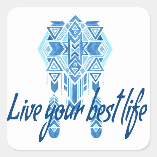 Boho Best Life Waterverf Vierkante Sticker (Voorkant)
