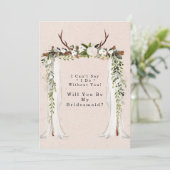 Boho Beste Antlers Canopy zal je zijn mijn Bridesm Kaart (Staand voorkant)