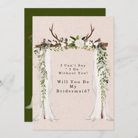 Boho Beste Antlers Canopy zal je zijn mijn Bridesm Kaart (Voorkant / Achterkant)