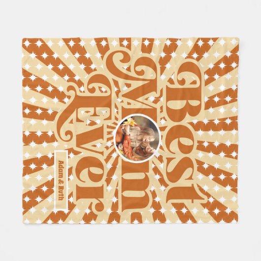 Boho Beste moeder ooit gepersonaliseerde foto Moed Fleece Deken (Voorkant (Horizontaal))