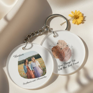 Boho Beste Vriend Foto – Aandenken Cadeau Sleutelhanger