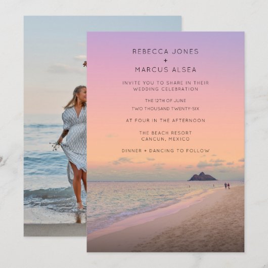 Boho Bestemming Strand Foto Bruiloft Kaart (Voorkant / Achterkant)