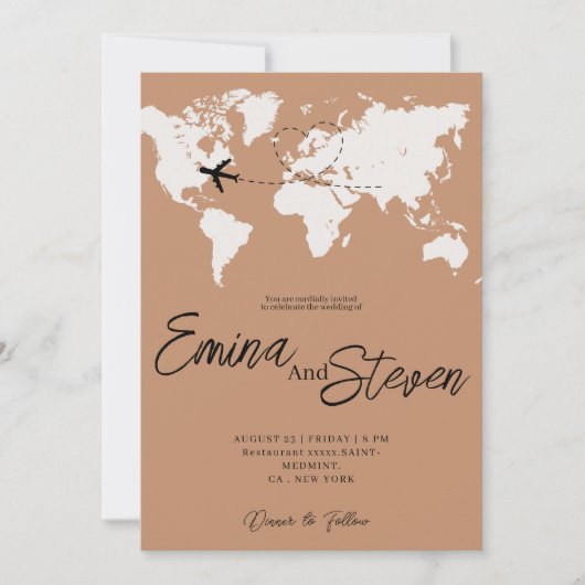 Boho Bestemmingskaart reizen bruiloft Kaart (Voorkant)