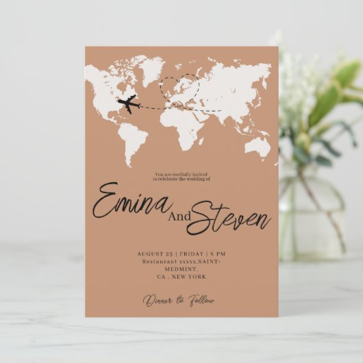 Boho Bestemmingskaart reizen bruiloft Kaart (Staand voorkant)