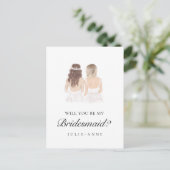 Boho Besties bruidsmeisje voorstel Briefkaart (Staand voorkant)