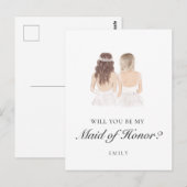 Boho Besties Maid of Honor Voorstel Briefkaart (Voorkant / Achterkant)