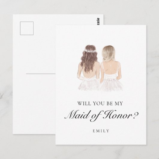 Boho Besties Maid of Honor Voorstel Briefkaart (Voorkant / Achterkant)