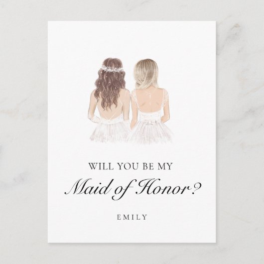 Boho Besties Maid of Honor Voorstel Briefkaart (Voorkant)