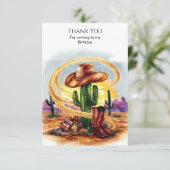 Boho betoverde cowboy verjaardag bedankkaart (Staand voorkant)