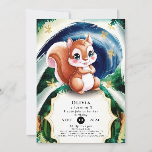 Boho Betoverde Eekhoorn Verjaardag Kaart (Voorkant)