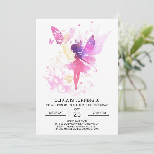 Boho betoverde fee verjaardag viering kaart (Staand voorkant)