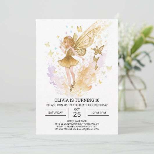 Boho betoverde fee verjaardag viering kaart (Staand voorkant)