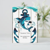 Boho betoverde nautische haai verjaardag bedankkaart (Staand voorkant)