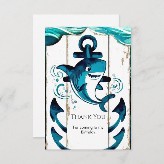 Boho betoverde nautische haai verjaardag bedankkaart (Voorkant / Achterkant)