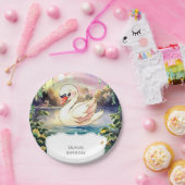 Boho betoverde zwaan verjaardag papieren bordje (Feest)