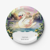 Boho betoverde zwaan verjaardag papieren bordje (Voorkant)