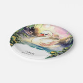 Boho betoverde zwaan verjaardag papieren bordje (Gekanteld)