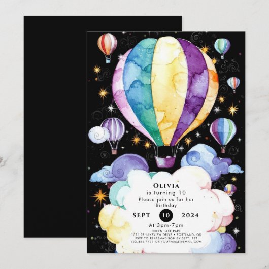 Boho betovering hete luchtballon verjaardag kaart (Voorkant / Achterkant)