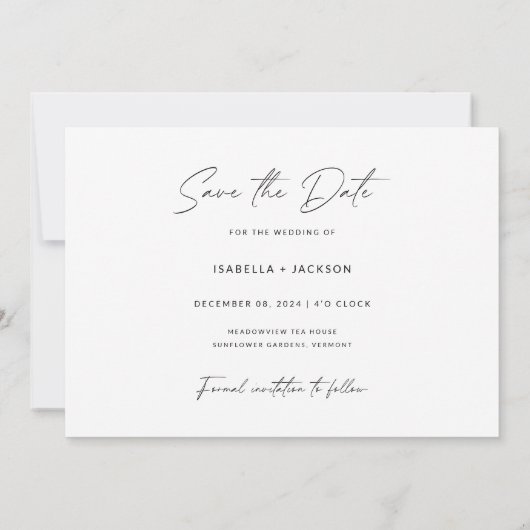 Boho Bewaar de datum, minimalistische foto Bewaar  Kaart (Achterkant)