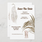 Boho bewaar droomjurk voor bruiloft save the date (Voorkant / Achterkant)