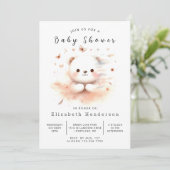 Boho bewerkbaar Beer Baby shower Kaart (Staand voorkant)