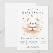 Boho bewerkbaar Beer Baby shower Kaart (Voorkant / Achterkant)