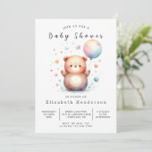 Boho bewerkbaar Beer Baby shower Kaart (Staand voorkant)
