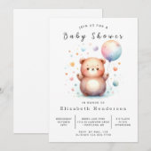 Boho bewerkbaar Beer Baby shower Kaart (Voorkant / Achterkant)